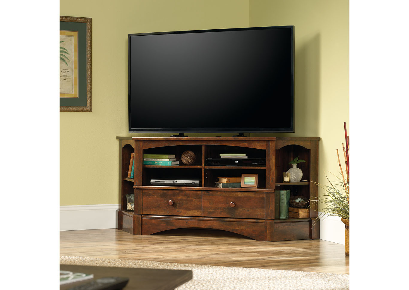 Harbor View Curado Cherry Corner Entertainment Credenza,Sauder